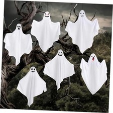 6 Pack Halloween Hanging Ghosts,27.6" White Flying Ghost Decor