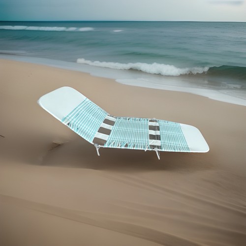Vintage Tri-fold Jelly Tube Chaise Lounge Lawn Chair Turquoise/White Comp. Light