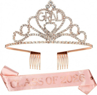 2026 Graduation Party Supplies Graduation Crown Tiara and Sash Kits Class of 202