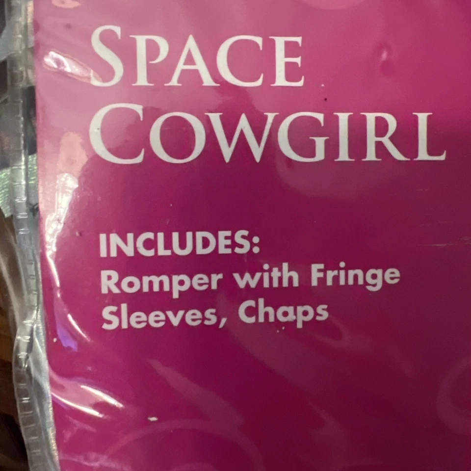 Sexy Space Cowgirl Halloween Costume Medium Sz 8-10 Romper Chaps Fringe Mesh NEW - Image 2 of 4