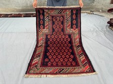 3x4 Vintage Afghan Baluchi Prayer Rug Hand-Knotted, Soft Wool, Traditional Rug