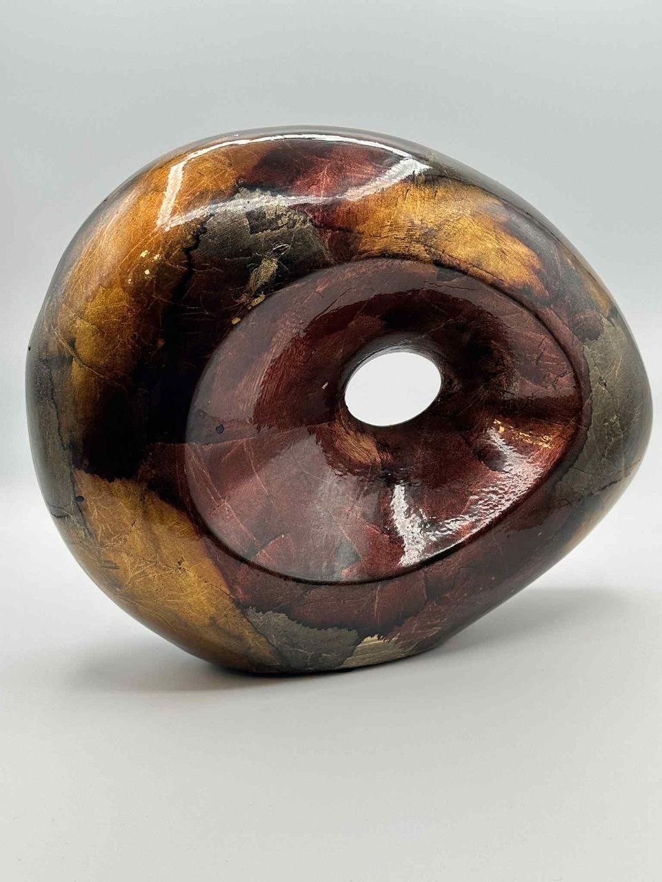 Modern Abstract Ceramic Sculpture Hand-Painted Art Object 12"x10.5"