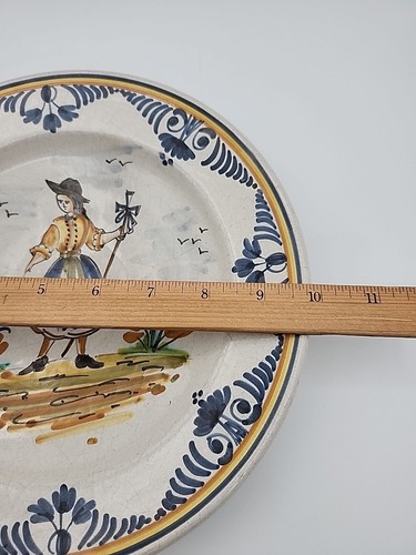 Antike spanische Majolika Keramik, Frauenporträt 10" Durchmesser, Wandteller LESEN - Bild 16 von 18