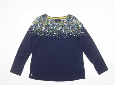 Joules Damen blau Blumenmuster Langarm Baumwolle T-Shirt Größe 16