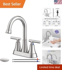 Modern 360 Swivel Brushed Nickel Faucet: 4-Inch Centerset Sink Solution