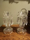 Pair Waterford Crystal Candelabra Lismore w/ Hanging Prism Crystals -Candlestick