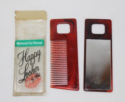 National Car Rental Happy Looker by Bibi Comb & Mirror Set w/ Case Advertising