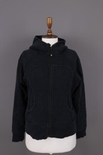 LULULEMON Black Full Zip Hooded Fleece Bomber Jacket Size 10