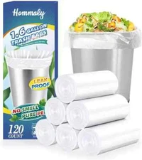 1.6 Gallon 120 Pcs (Fit 1.3-1.6 Gal)Small Clear Trash Bags, Strong 1.3 Gallon1.5