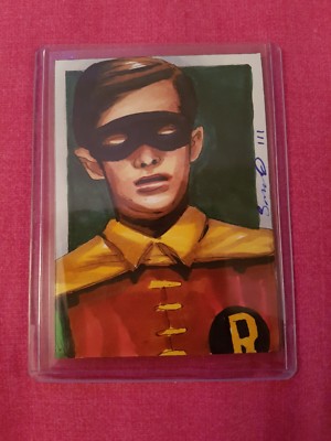 TV BATMAN BURT WARD ROBIN HANDGEZEICHNETE SKIZZENKARTE VON JONATHAN D GORDON PSC ACEO 