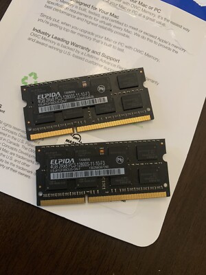 Elpida 8GB [2*4Gb] 2Rx8 PC3 12800S 1600Mhz SODIMM Laptop Mac Memory Ram