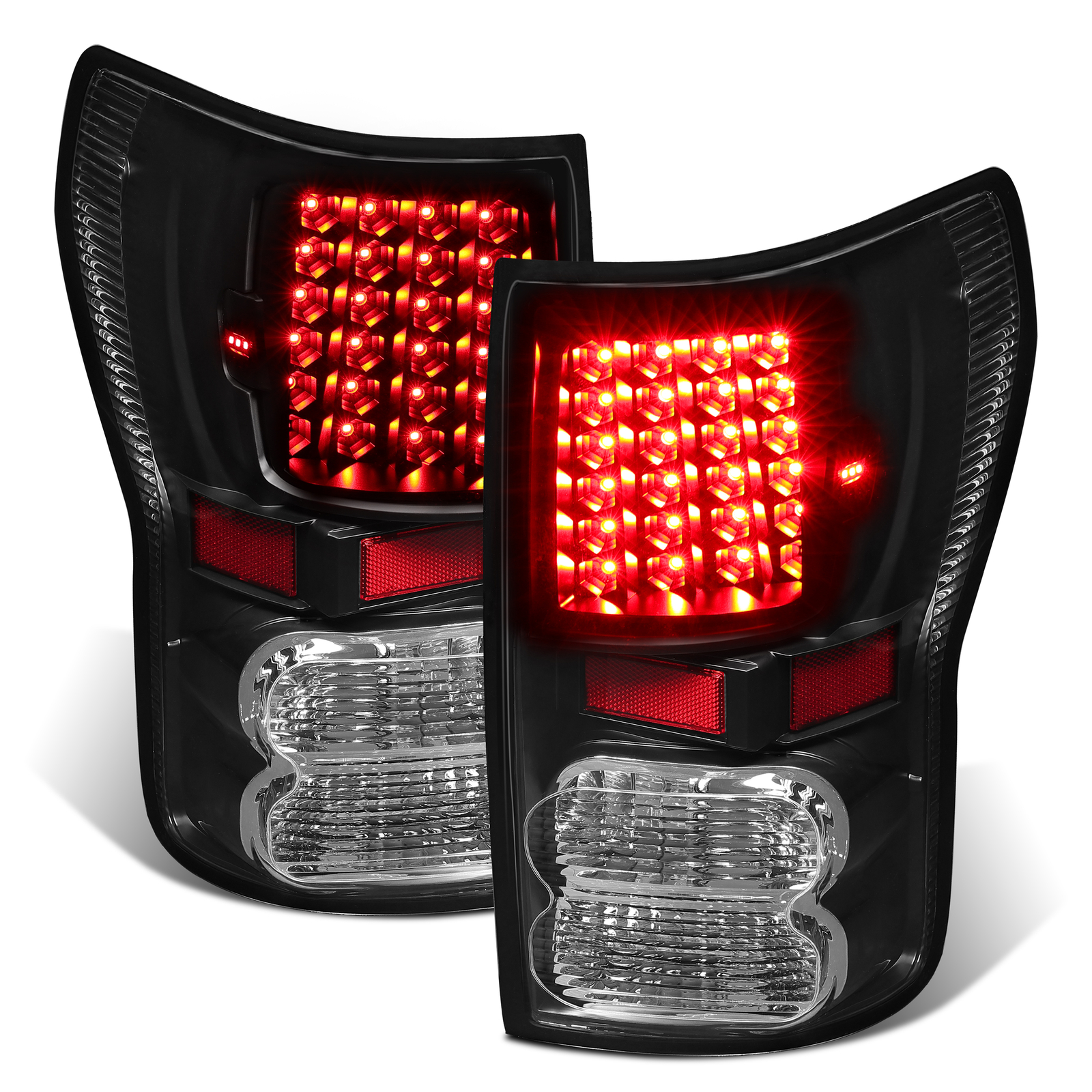 Black Housing LED Tail Lights Brake Lamps Set For Toyota Tundra 2007-2013