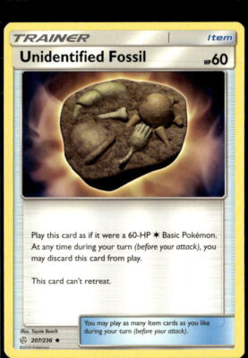 Pokemon Unidentified Fossil 207/236 Cosmic Eclipse Non Holo Uncommon 2 Card Lot