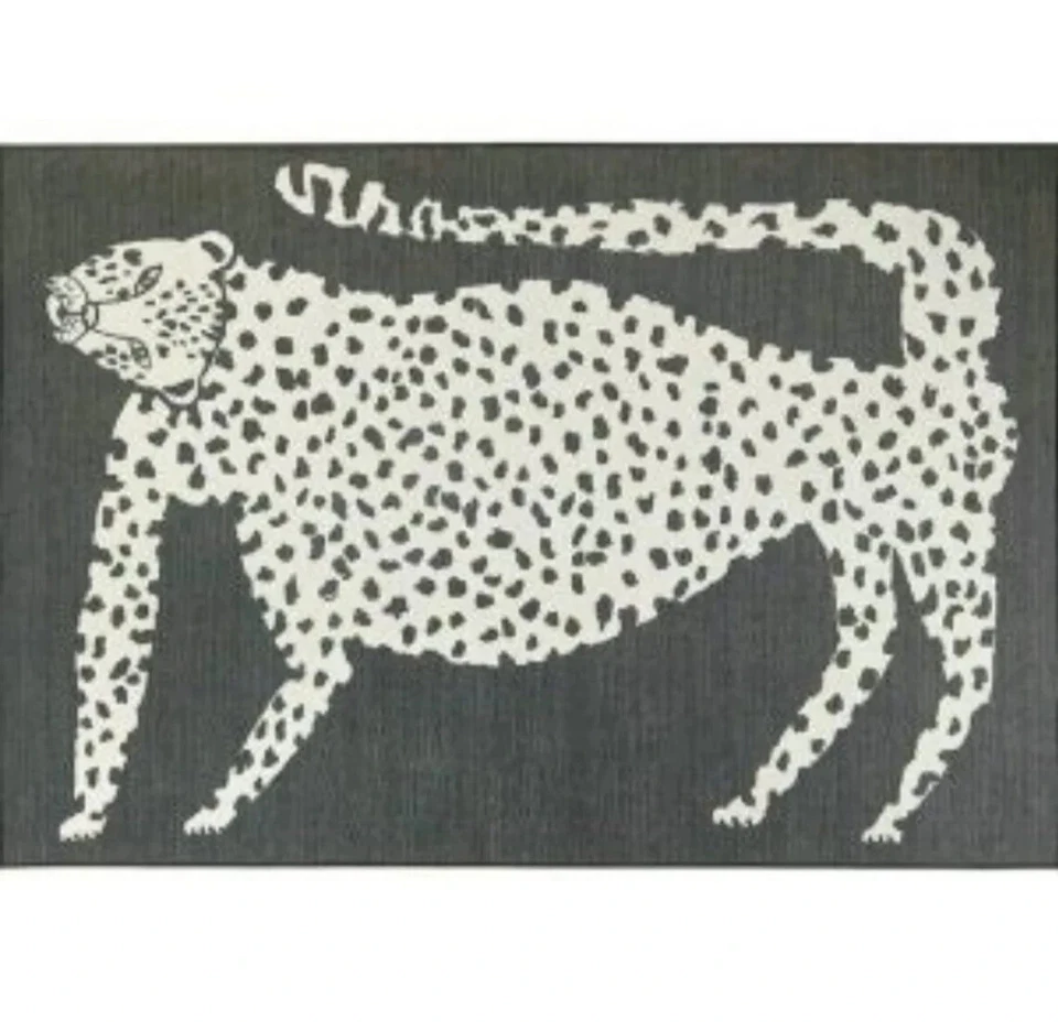 Alfombra anudada a mano leopardo tigre verde oliva color y tamaño personalizados a elegir Foto 2 de 4