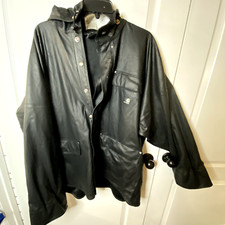 Rare Men's CARHARTT Black Work Flex Full Zip Rain Coat Jacket LG Flawed C67BLK