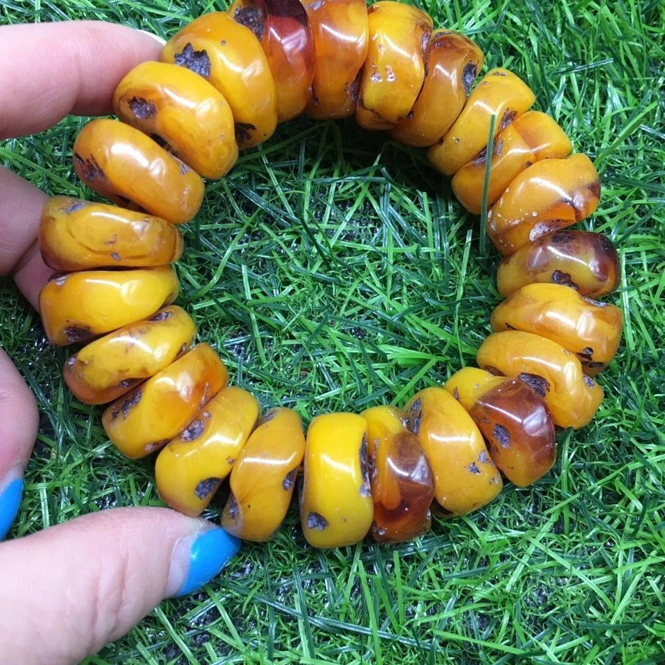 20毫米奶油糖果琥珀手链血琥珀珠鸡黄色琥珀首饰 — 第 2/4 张图片