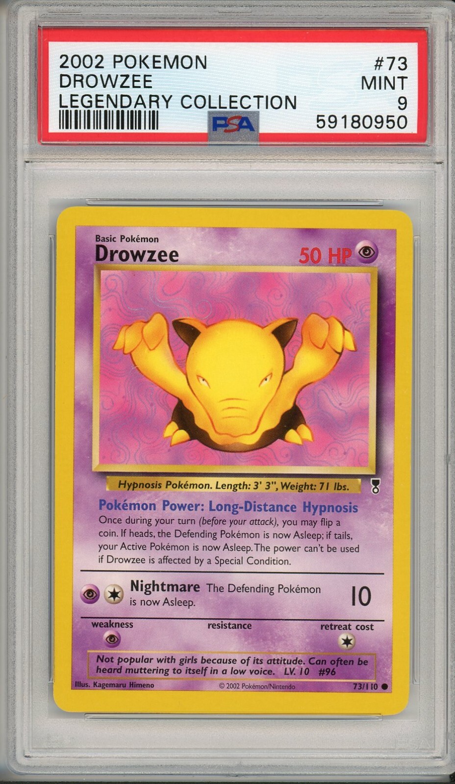2002 Pokemon Legendary Collection Drowzee #73 PSA 9