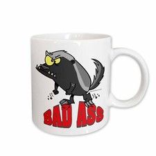 3dRose Badass Bad Ass Honey Badger Cartoon Mug