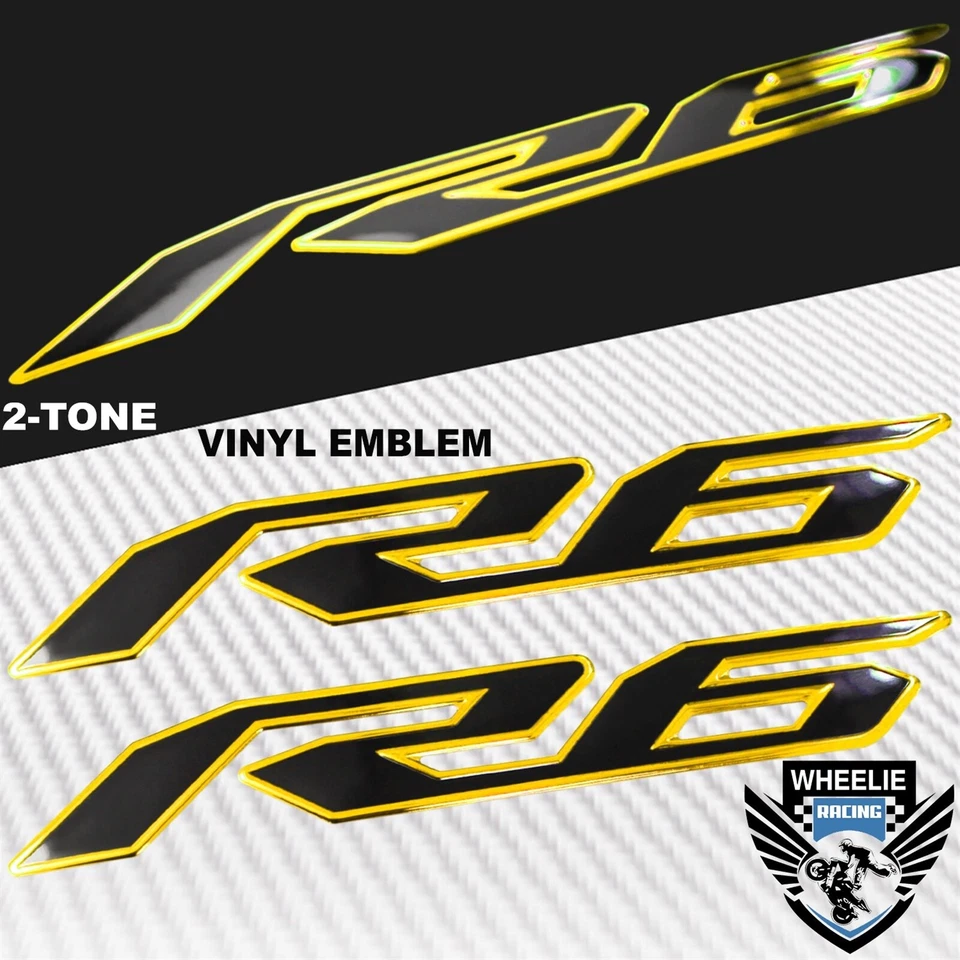 ALMOFADA TANQUE DE COMBUSTÍVEL 2 TONS OURO CROMADO PRO GRIP + 8" LOGOTIPO YAMAHA + ADESIVO EMBLEMA YZF-R6 - Imagem 3 de 4