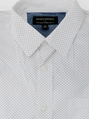 BANANA REPUBLIC HARRY STYLES WHITE SHIRT BLACK POLKA DOTS 80s 90s VINTAGE PUNKTE