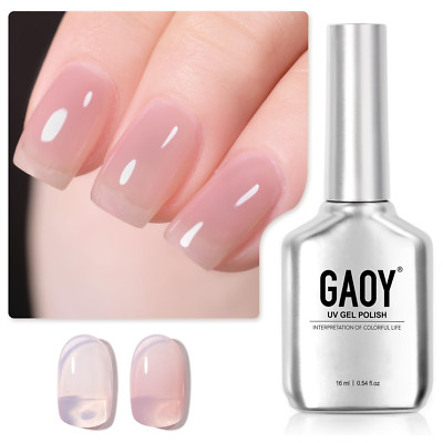 GAOY Jelly Nude Gel Nail Polish, 16Ml Sheer Rose Pink Translucent Soak off Gel P