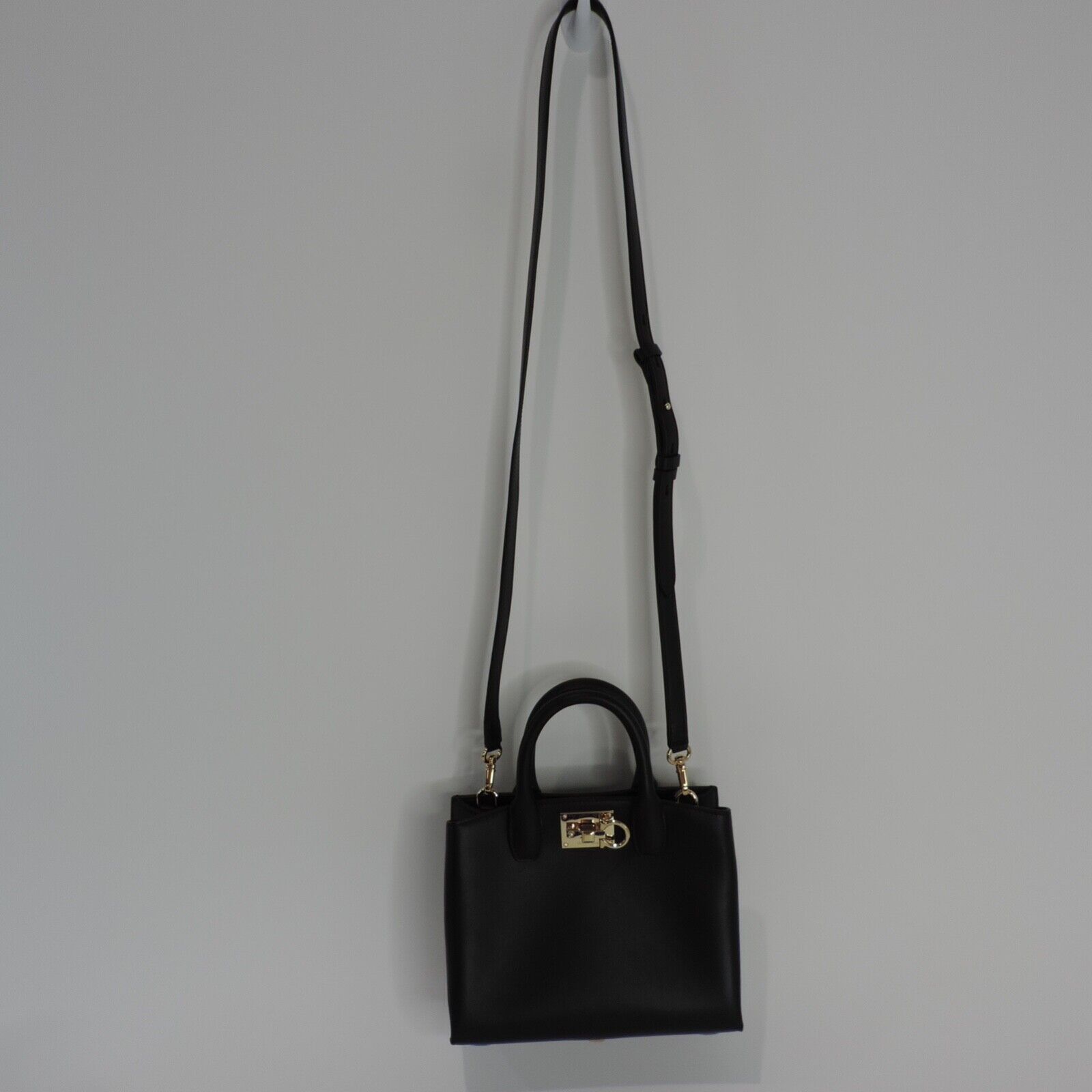 Salvatore Ferragamo Mini Top Handle Studio Box Bag Black 