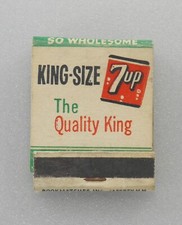Vintage King Size 7up Matchbook 12 Ounce Bottle Cover Struck