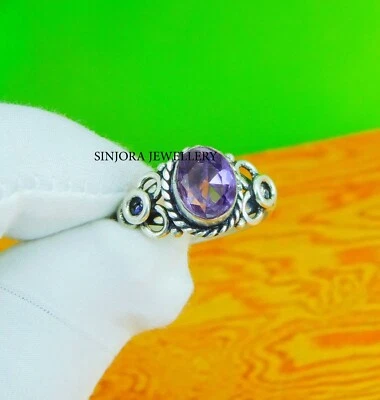 Bague cadeau fait main en argent sterling 925 pierre précieuse améthyste tail... - Photo 1/4