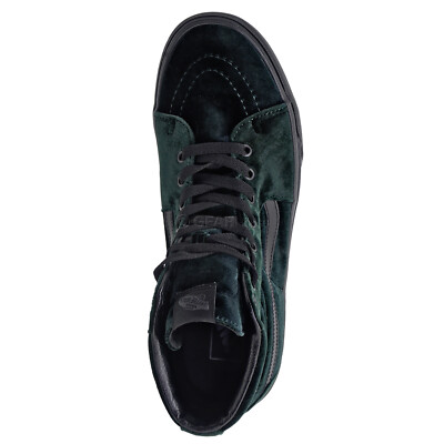 VANS Sk8-Hi Velvet High Top Skate Shoes, Dark Green, Mens Womens