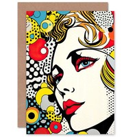 Comic-Stil Pop-Art-Frauengesicht Geburtstagskarte