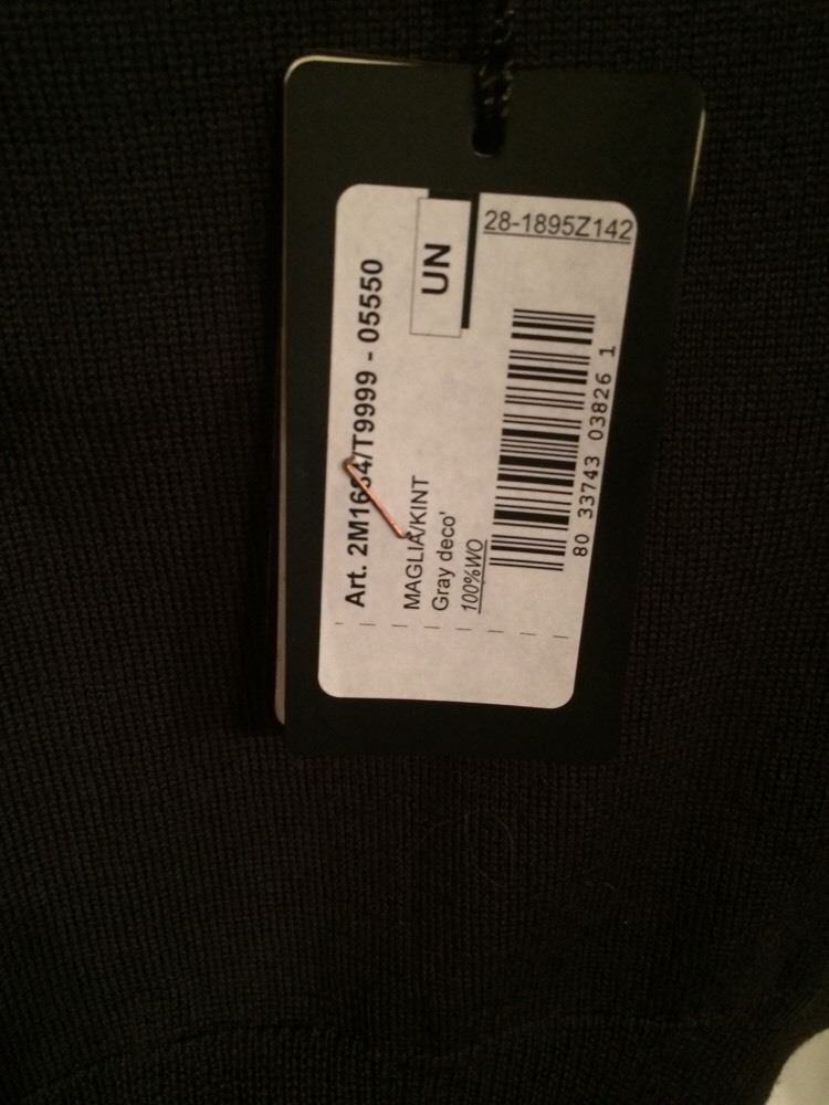 Patrizia Pepe Grey-Deco 100%Wool Long Sleeve Asymmetrical Ladies Sweater One Sz