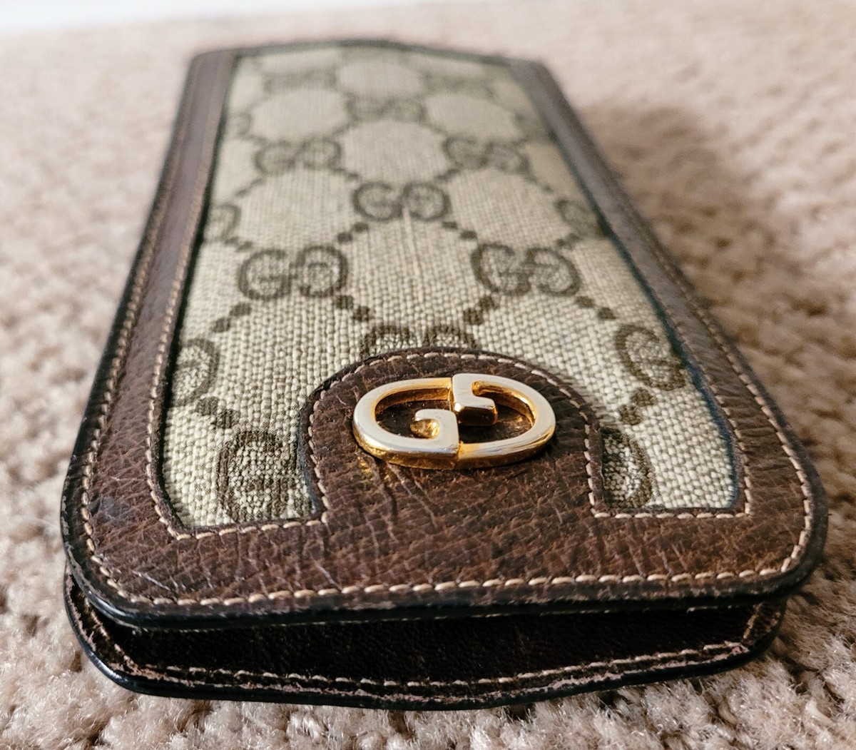 AUTH GUCCI MONOGRAM PVC & LEATHER EYE GLASS CASE/HOLDER  display picture 3
