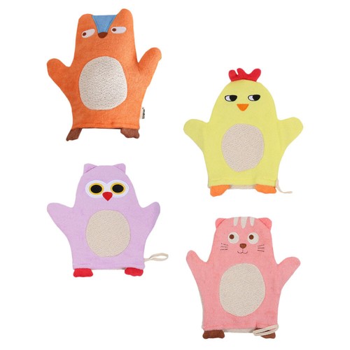 4 Pcs Children's Bath Gloves Travel Baby Cartoon Hand Towel Kids Shower