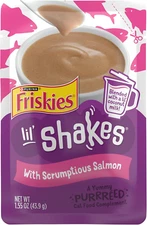 Purina Friskies Pureed Cat Food Topper, Lil’ Shakes with Scrumptious Salmon Lick