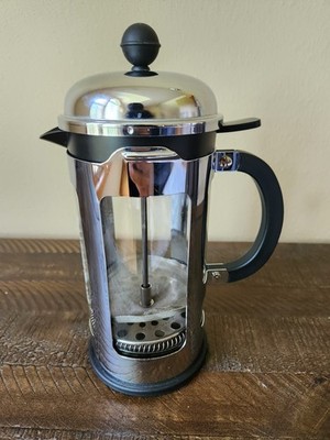 Bodum French Press Coffee Maker 1 QT / 4 US Cups 34 oz Glass Chrome Coffee Press