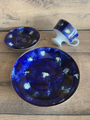 Vintage Wallendorf W 1764 Sammeltasse Untertasse Echt Kobalt RoyalBlau Porzellan