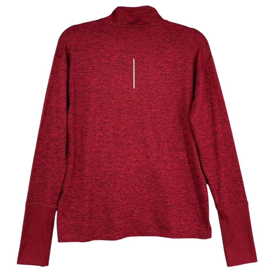 Camiseta de running Nike Dri-FIT roja manga larga media cremallera agujeros para el pulgar para mujer mediana Foto 2 de 4