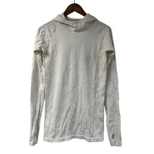 Lululemon Rest Less Hoodie Long Sleeve Top Textured White Stretchy Fitted