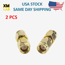 2Pcs RP-SMA Male Jack to SMA Male Jack Straight RF Adapter Connectors