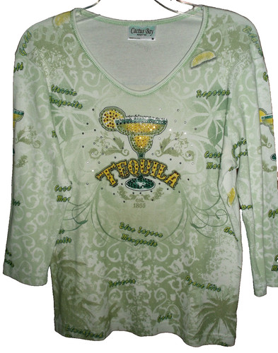 NWOT 🦋💎💥CACTUS BAY Apparel💥💎🦋 Embellished Tequila Margarita Top Stretch M