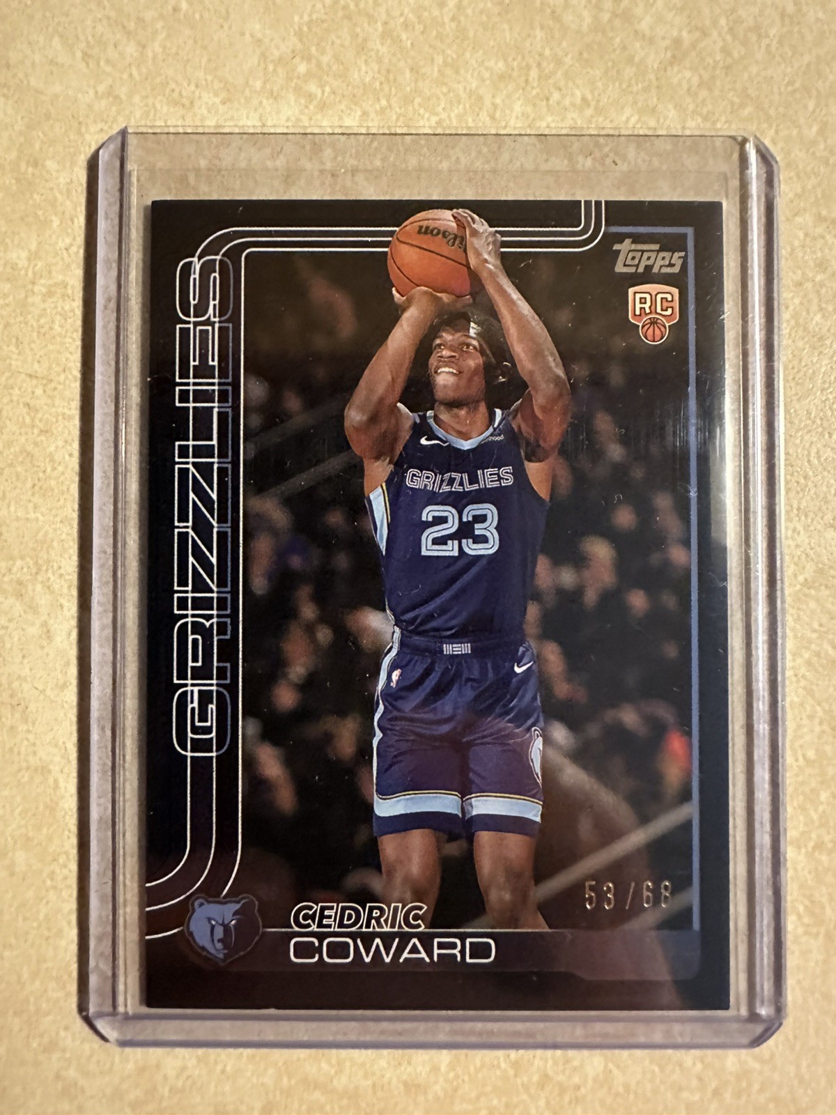 2025-26 Topps Flagship Cedric Coward RC #211 Black #’d 53/68 Memphis Grizzlies 