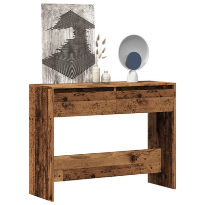 Konsolentisch Altholz 100x35x76,5cm Ingenieurholz modern Flur mit Schublade