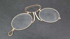Antique Spring Bridge Goldtone Reading Glasses - Marked CSOC