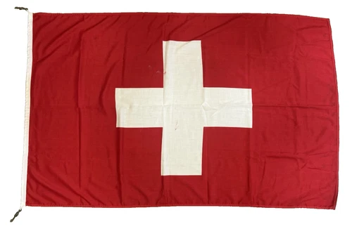 Vintage Swiss Flag Large 145x92 cm Switzerland Rectangular Flagpole Bunting