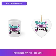 Custom Boxer Paw Print Gift Set Mug Ornament Personalized Pet Name Bundle