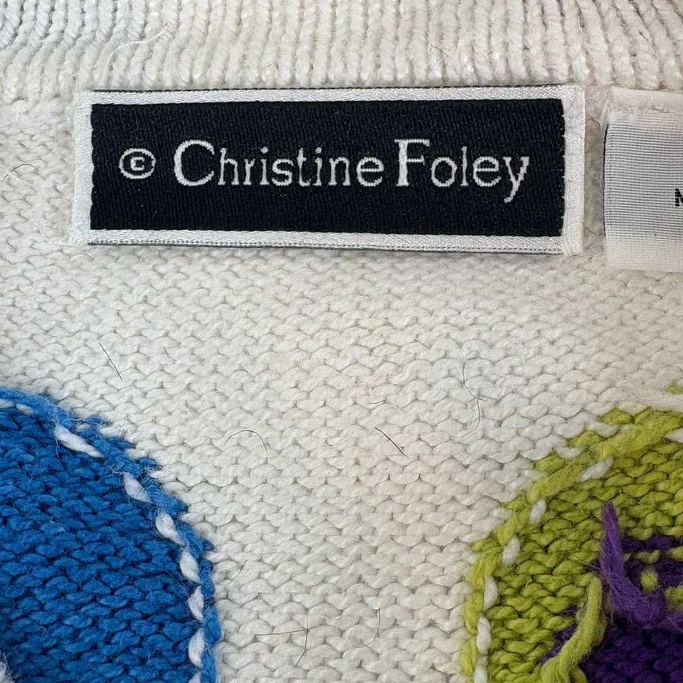 Cárdigan Suéter Vintage Christine Foley Niñas Corazones Coloridos Algodón Talla KM Foto 2 de 4