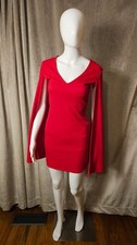 PRETTYLITTLETHING Red Cape Sleeve Bodycon Mini Dress Women’s 4 US