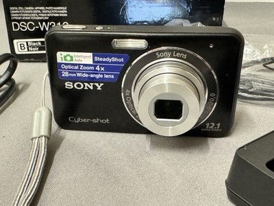 Sony Cyber shot DSC W310 12.1 MP Digitalkamera Schwarz Zubehör Paket in OVP