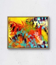 Original Abstract Acrylic Painting On Canvas - Signed by Artist 14x11in