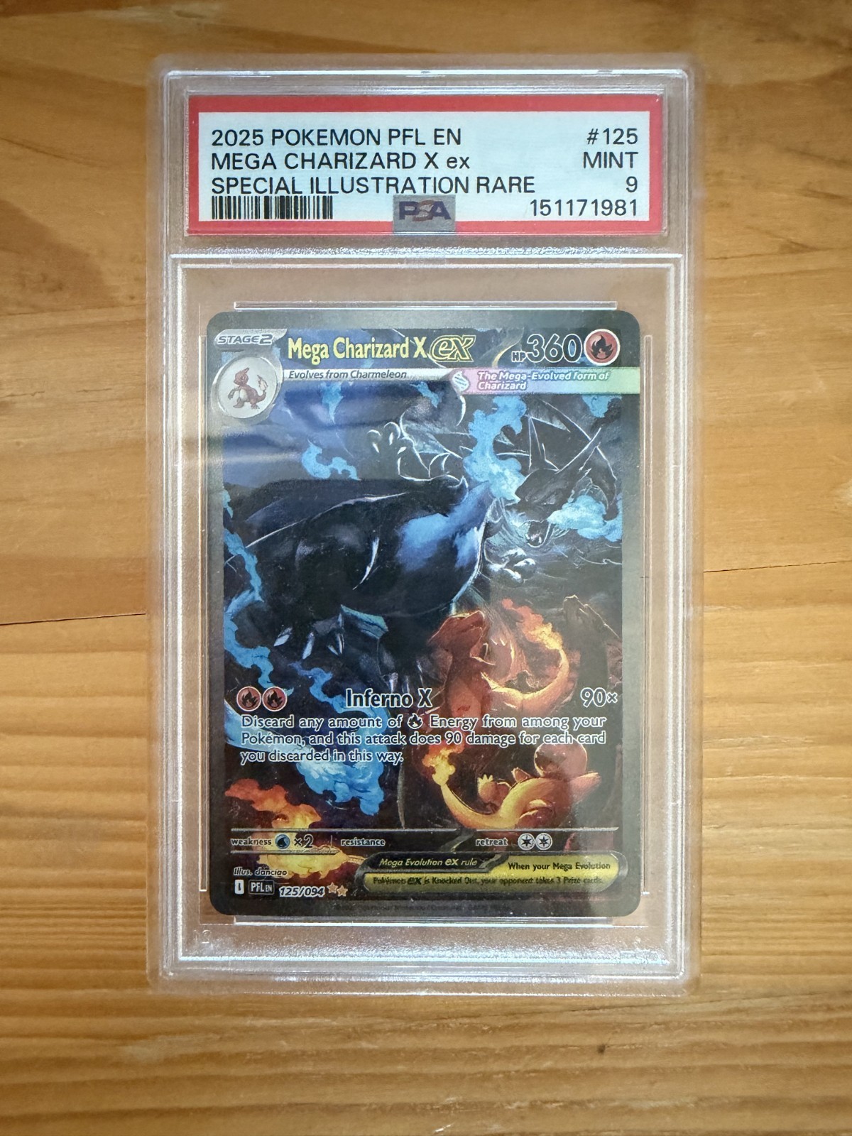 Mega Charizard X ex 125/094 Me02: Phantasmal Flames Holo - PSA 9 MINT 💫